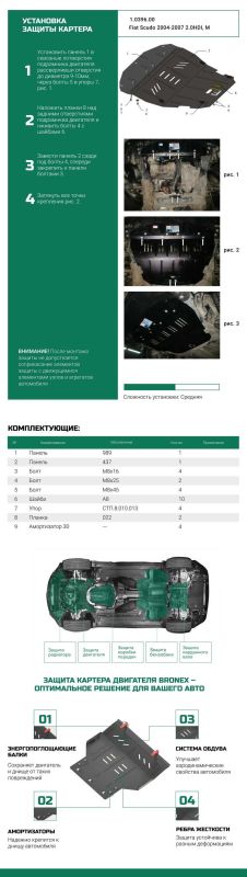 Bronex захист двигуна, КПП, радіатора Fiat Scudo Standard