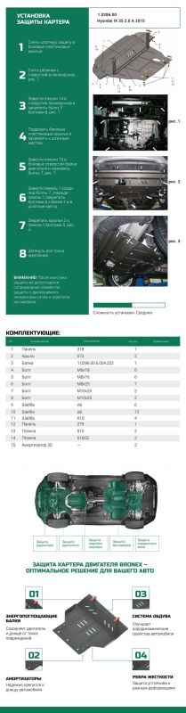 Bronex захист двигуна, КПП, радіатора Hyundai IX35 2010 Бензин Standard
