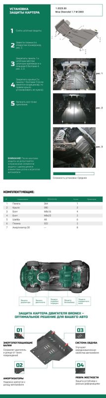 Bronex защита двигателя, КПП, радиатора Chevrolet Niva Standard