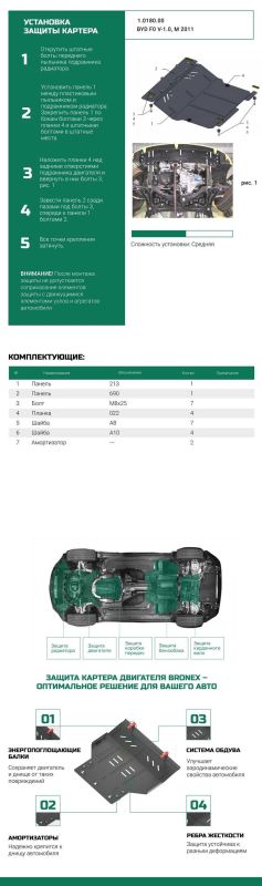 Bronex захист двигуна, КПП, радіатора Citroen C1 Standard