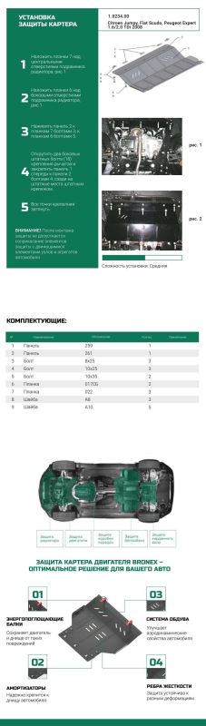 Bronex захист двигуна, КПП, радіатора Citroen Jumpy 2 2007-2016 Standard