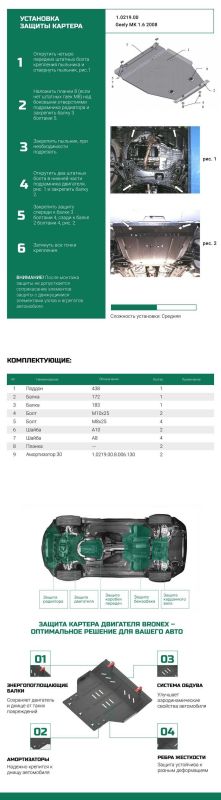 Bronex захист двигуна, КПП, радіатора Geely GC6 Standard