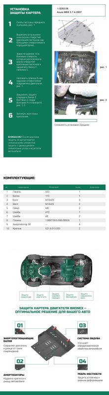 Bronex захист двигуна, КПП, радіатора Honda Pilot 2 Standard