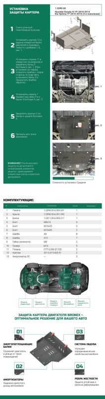 Bronex захист двигуна, КПП, радіатора Kia Optima Standard