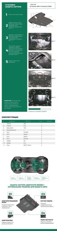 Bronex захист двигуна, КПП, радіатора Kia Sorento II Premium