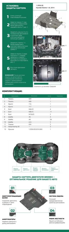 Bronex захист двигуна, КПП, радіатора Hyundai Elantra MD Premium